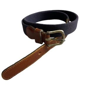 Coach Cotton Belt 38 Blue Brown Bridle Leather Adjustable Buckle Casual 1" 3811